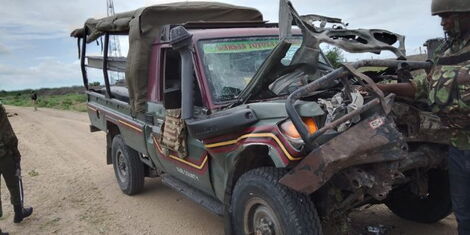 An image of the police vehicle that suffered an IED attack on Sunday, June 5, 2022..jpg