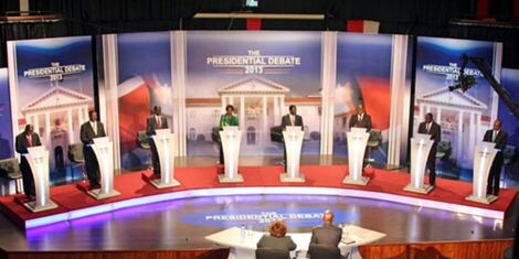 An image of the presidential candidates during the 2013 debate 
