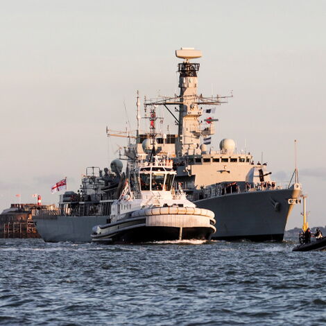 An undated image of HMS Kent sailing at sea