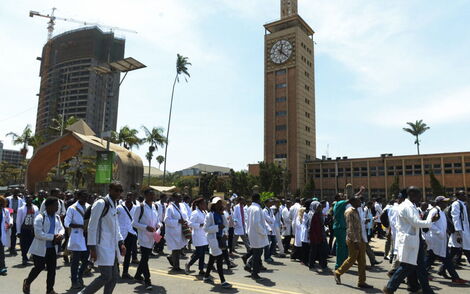 An undated photo of Kenyan doctors on the street.