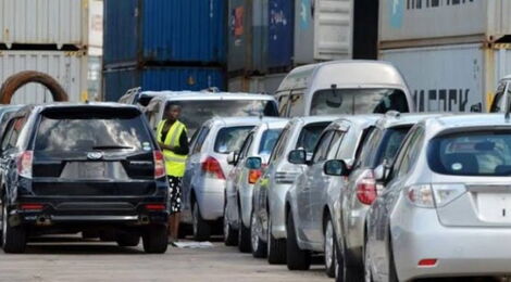 An undated photo of imported cars at the port of Mombasa await clearance.