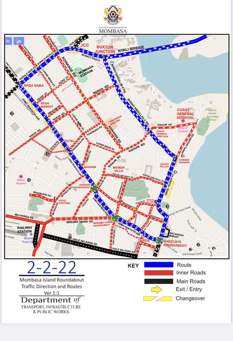An-image-of-the-new-routes-in-the-new-traffic-system-introduced-by-the-Mombasa-County-government.
