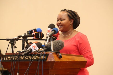Ann Waiguru addressing the council of governors. Source: Facebook