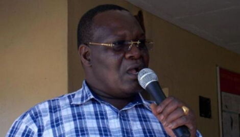 Aspiring Edick Anyanga of the UPIA party at a previous campaign forum in Migori County