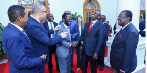 Kisumu Governor Anyang' Nyong'o meeting President William Ruto at State House on December 7, 2022