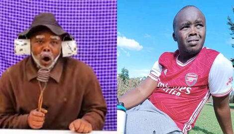 A collage image of Kenyan comedian Meshack Kiprop, commonly known as Arap Uria.