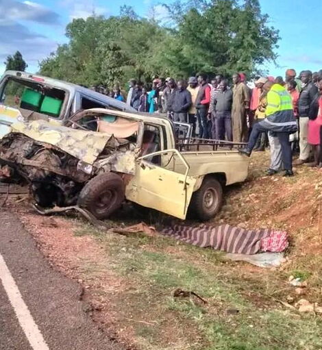 Area residents near an accident along the Eldoret-Iten road on Friday December, 9, 2022