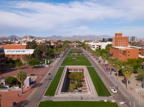 Aerial view of University of Arizona playing field