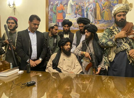 Armed Taliban members shortly after taking over Afghanistan.