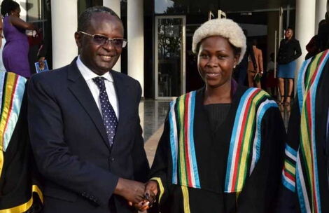 East African Legislative Assembly Speaker Martin Ngonga (left) pictured with Ashura Michael, East African Youth Assembly Speaker after she was elected in 2019