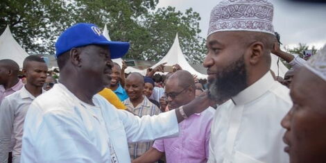  Name Azimio One Kenya presidential flagbearer Raila Odinga (left) and Mombasa Governor Ali Hassan Joho at the late William Kamoti's funeral in Kilifi on Monday, May 30, 2022.