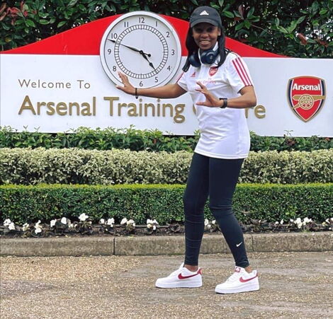 Chef Bernice Kariuki at the Arsenal London Training Centre on July 10, 2021.