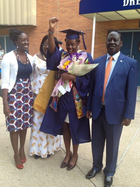 Former Prime Minister Raila Odinga's family posing for a photo during Winnie's graduation from Drexel University in 2013.