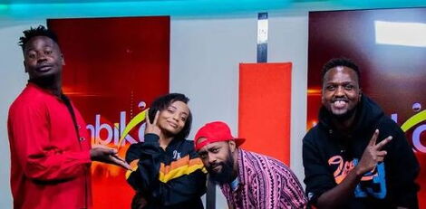 Bambika show hosts DJ Gee Gee, Timeless Noel and Laura Karwirwa and Riggah.