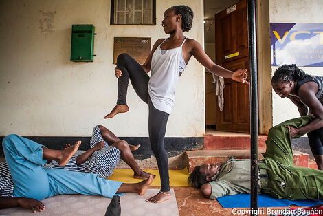Langata women inmates and wardens practicing Yoga in the prison.