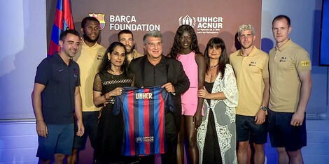 Barcelona FC Bosses after announcing partnership with UNHCR on Friday July 29, 2022.