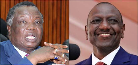 A photo collage of Central Organization of Trade Unions (COTU) boss Francis Atwoli and Deputy President William Ruto.