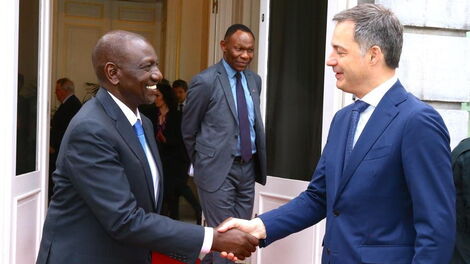 President William Ruto and Belgium Prime Minister Alexander De Croo at FPS Chancery, Brussels on Wednesday March 29, 2023