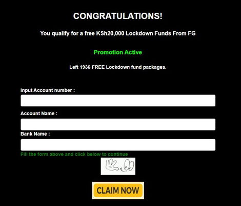 The final page of the scam.