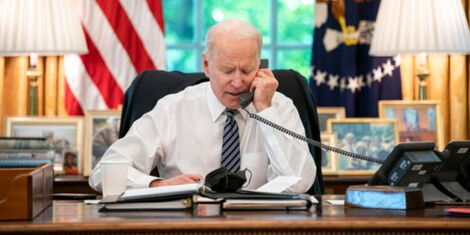 U.S President Joe Biden on a call 