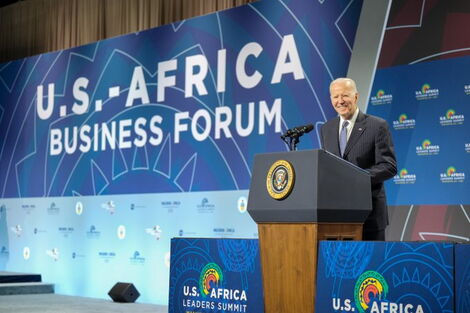 US President Joe Biden addresses the US - Africa Business Forum on December 14, 2022.