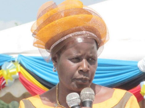 Bomet East MP Beatrice Kones addressing the public during an event in 2019.