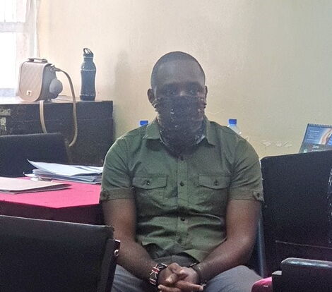 Boniface Mwangi pictured at Central Police Police Station on July 7, 2020.