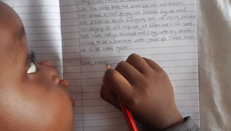 Ethan Macharia (pictured) whose thoughts were penned down by his mother from India.