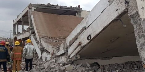 Several people were trapped after a demolished house collapsed in Ruiru, Kiambu County on Wednesday, May 18, 2022.
