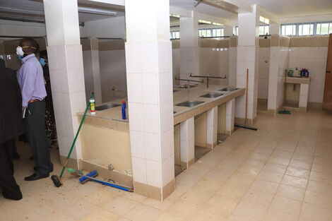 Bungoma County Officials inspecting a school to be used as an isolation centre in Bungoma County on April 7, 2020.