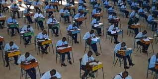 A file image of students in an examination room.