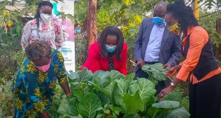 Agriculture CAS Anne Nyaga (centre) during the launch of 1 Million Home Gardens in Kasikeu Makueni County in June 25, 2020.