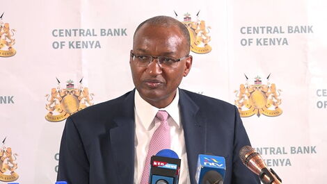 Central Bank of Kenya Governor Patrick Njoroge addresses a news conference at the Central Bank's buildings on Tuesday, May 28, 2019.