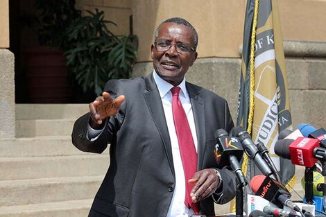 A photo of Chief Justice David Maraga during a press conference at the Supreme Court on November 4, 2019.