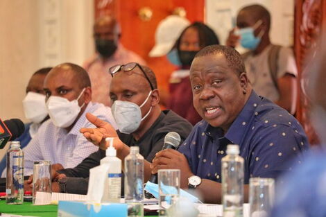 CS Fred Matiang'i before a parliamentary committee in Mombasa on August 13, 2021