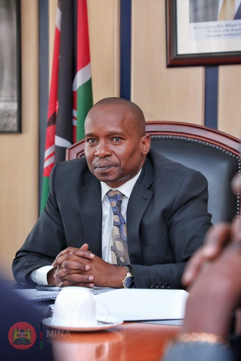 Interior CS, Kithure Kindiki, in a meeting with a multiagency security team at JKIA on Tuesday, November 8, 2022