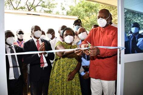 Health CS Mutahi Kagwe opens an isolation facility in Makueni County on Wednesday, July 8, 2020