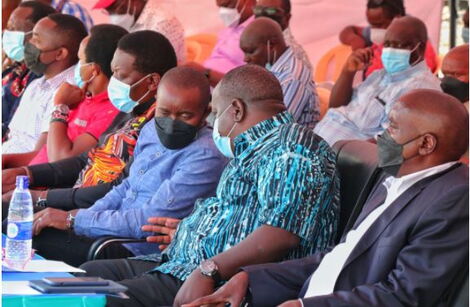 CSs Eugene Wamalwa (Defence), Joe Mucheru (ICT), Fred Matiang'i (Interior) and Kajiado Governor Joseph Ole Lenku in Kajiado