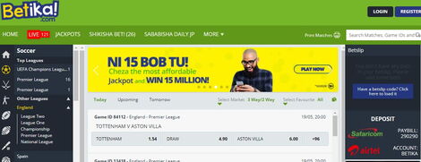 A screenshot of the Betika site which displays all the games and their current odds 