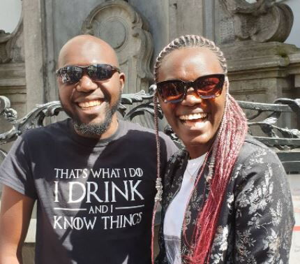 CNN News Anchor Larry Madowo (right) and his sister Elizabeth Madowo posing for a photo in January 2020.