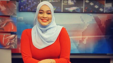 NTV news anchor Zainab Ismail poses for a photo inside the studios on February 3, 2021.