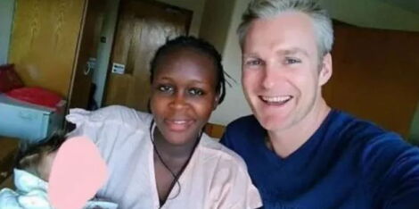 Cryptocurrency investor Merc De Mesel and girlfriend Felista Njoroge, 21, pose for a photo