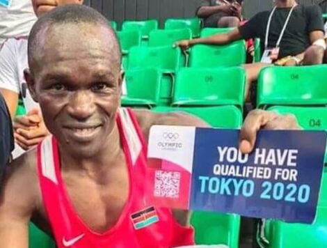 Kenya’s Nick Okoth after booking a slot in the Tokyo Olympics.