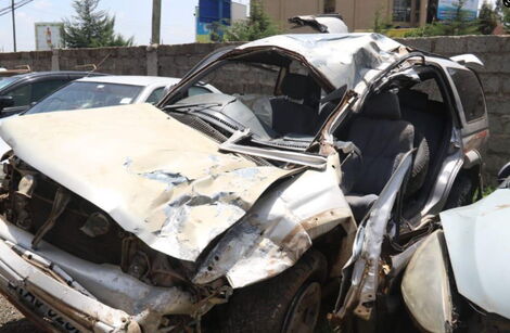 An image of the vehicle that crushed along Ngong Road, near Dagoretti in Nairobi on February 20, 2022.