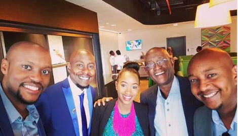From left to right: businessman Eddie Ndichu, Timothy Mbugua, Media personality Janet Mbugua and her father, Kevin Samuel Mbugua.