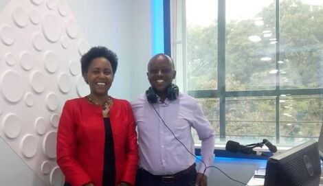 Former Mediamax Owner, Rose Kimotho (left) and media presenter Njogu wa Njoroge.