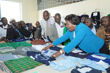 Kitui Governor Charity Ngilu at the Kitui County Textile Centre (KICOTEC) on October 27, 2018.