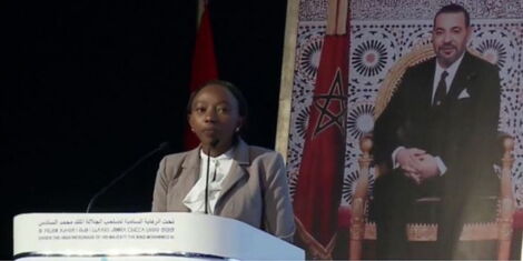 Charlene Ruto speaking during the MeDays Forum in Morocco on Saturday November 5, 2022