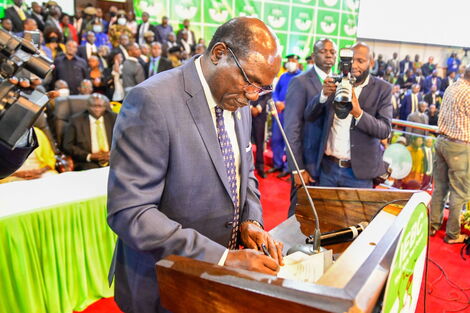 IEBC Chairman Wafula Chebukati releasing the presidential election results at Bomas of Kenya on August 15, 2022