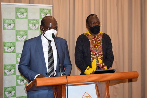 IEBC chair, Wafula Chebukati, giving the official announcement of the mass voter registration dates, on September 22, 2021.